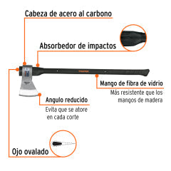 HACHA TRUPER MEDIA LABOR 4 LBS. # ML-4M C/MANGO FIBRA 36 (14972)