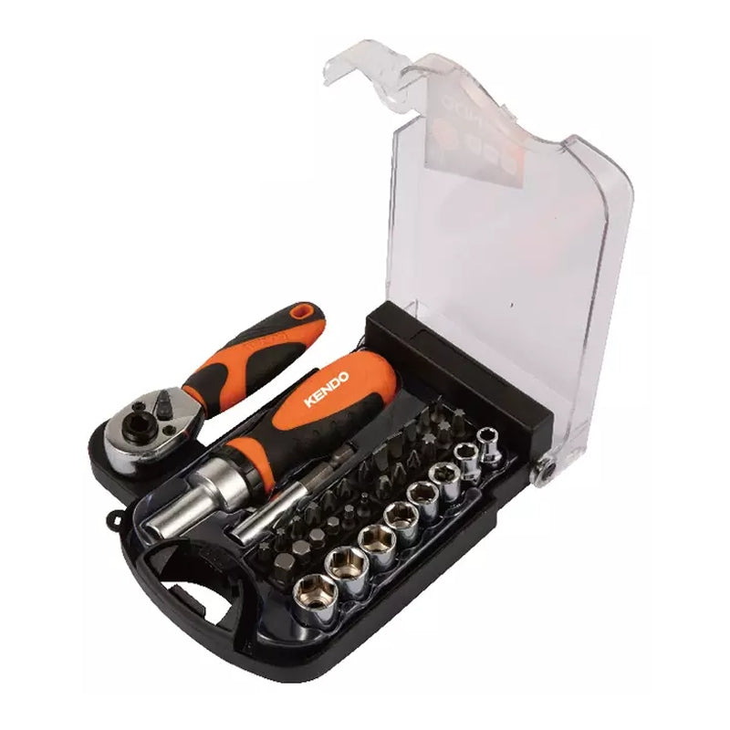 ATORNILLADOR C/CHICHARRA KENDO C/ PUNTAS Y DADOS 35 PZAS. # 20548