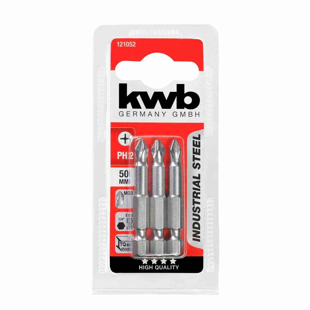 Set de puntas 1/4 PH2 acero industrial pack 3 unidades