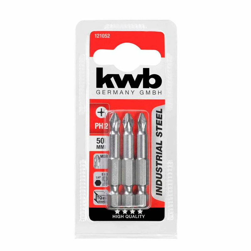 Set de puntas 1/4 PH2 acero industrial pack 3 unidades