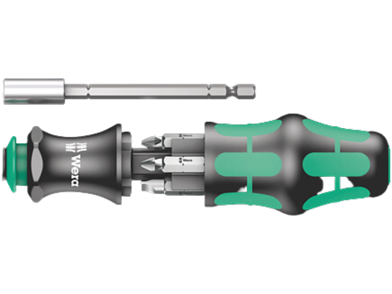 Destornillador Kraftform Kompakt 28 SB con 6 puntas y varilla telescópica extraíble Wera