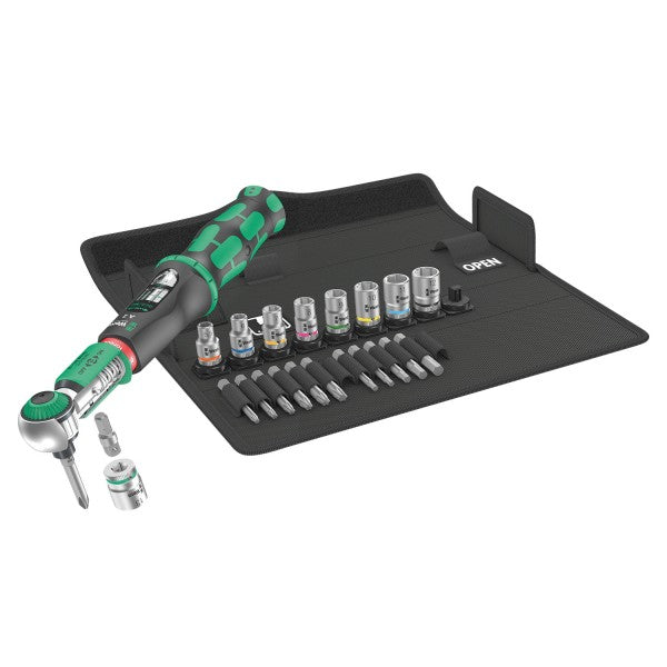 Set Llave de Torque 1/4 hexagonal A2 2-12 Nm con dados y puntas 23 Piezas Wera