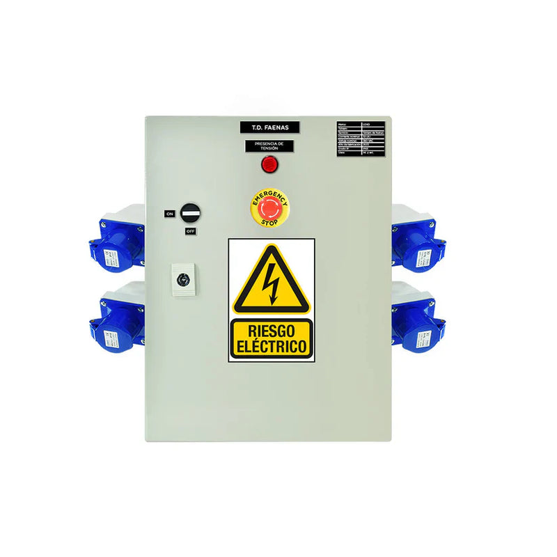 Tablero metálico industrial de faena con parada emergencia 220V SIZE S