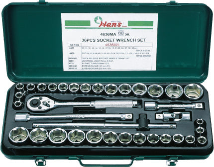 DADO HANS 1/2 DR 6 PTAS. JGO. 36 PZS. # 4636MAG(OF)