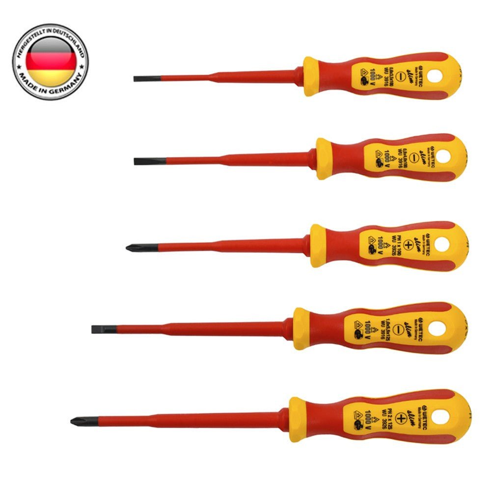 Set de 5 Atornilladores Aislados a 1000V Slim WETEC