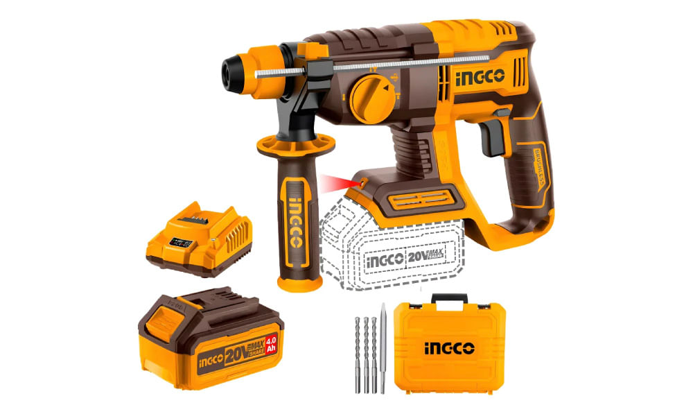 Rotomartillo Inalambrico 20V 1 Bat 4.0AH + Cargador CRHLI202081 INGCO