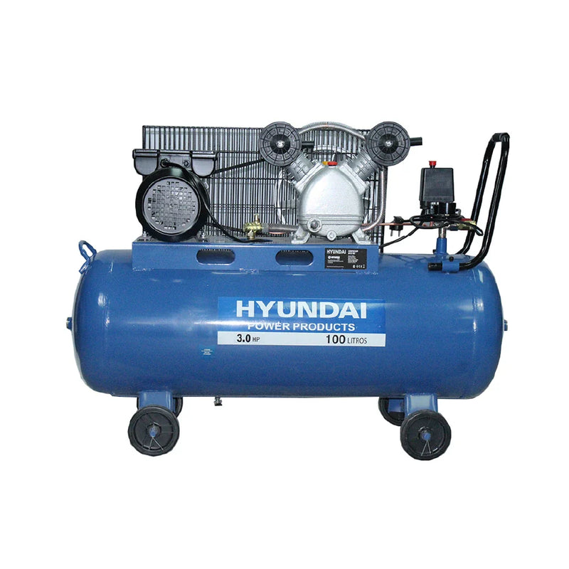 Compresor Hyundai Monofásico 3HP 100L 115psi Correa