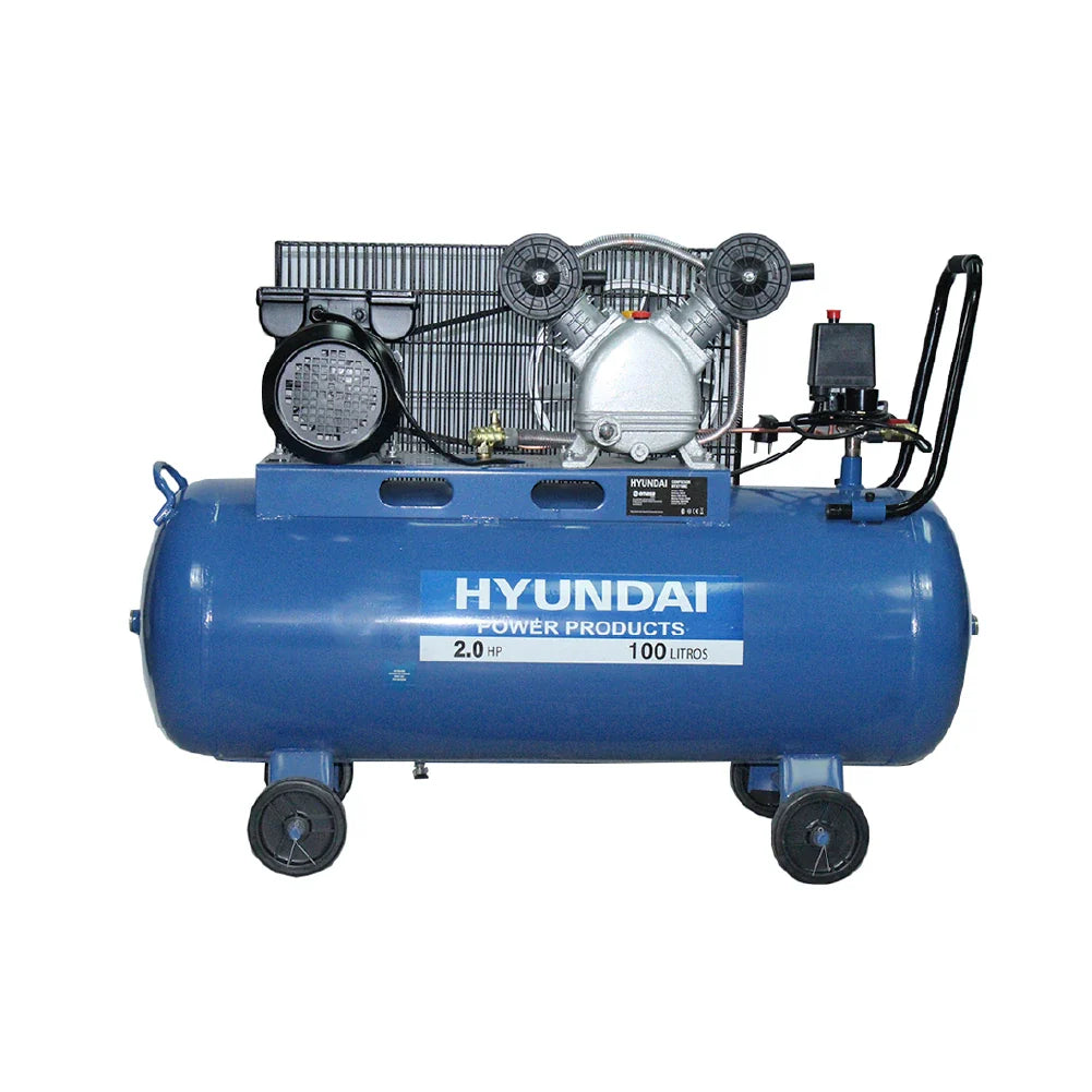 Compresor Hyundai Monofásico 2HP 100L 115psi Correa
