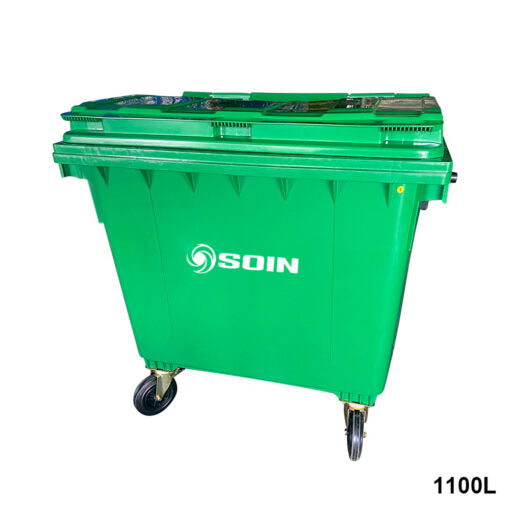 CONTENEDOR DE BASURA CON RUEDAS VERDE 1100 L