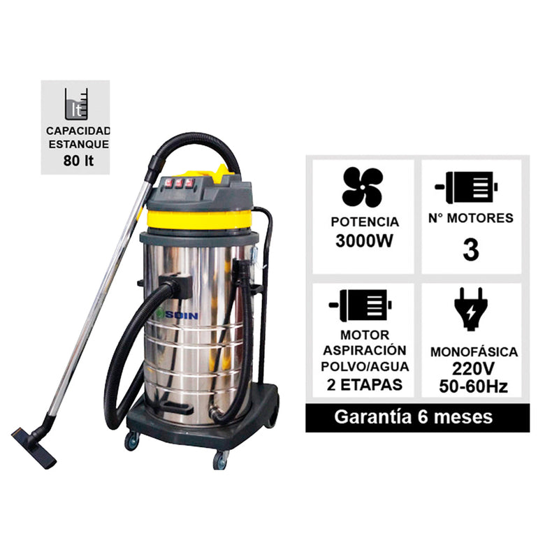 ASPIRADORA POLVO/AGUA 80 LITROS