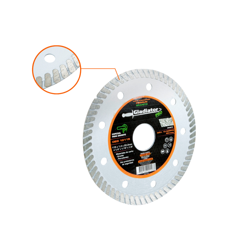 DISCO CORTE GRANITO 4 1/2 x 12mm DEG 10115