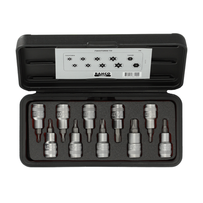 Juego de Dados con puntas para TORX® (estrella) y Phillips de 1/2 BAHCO