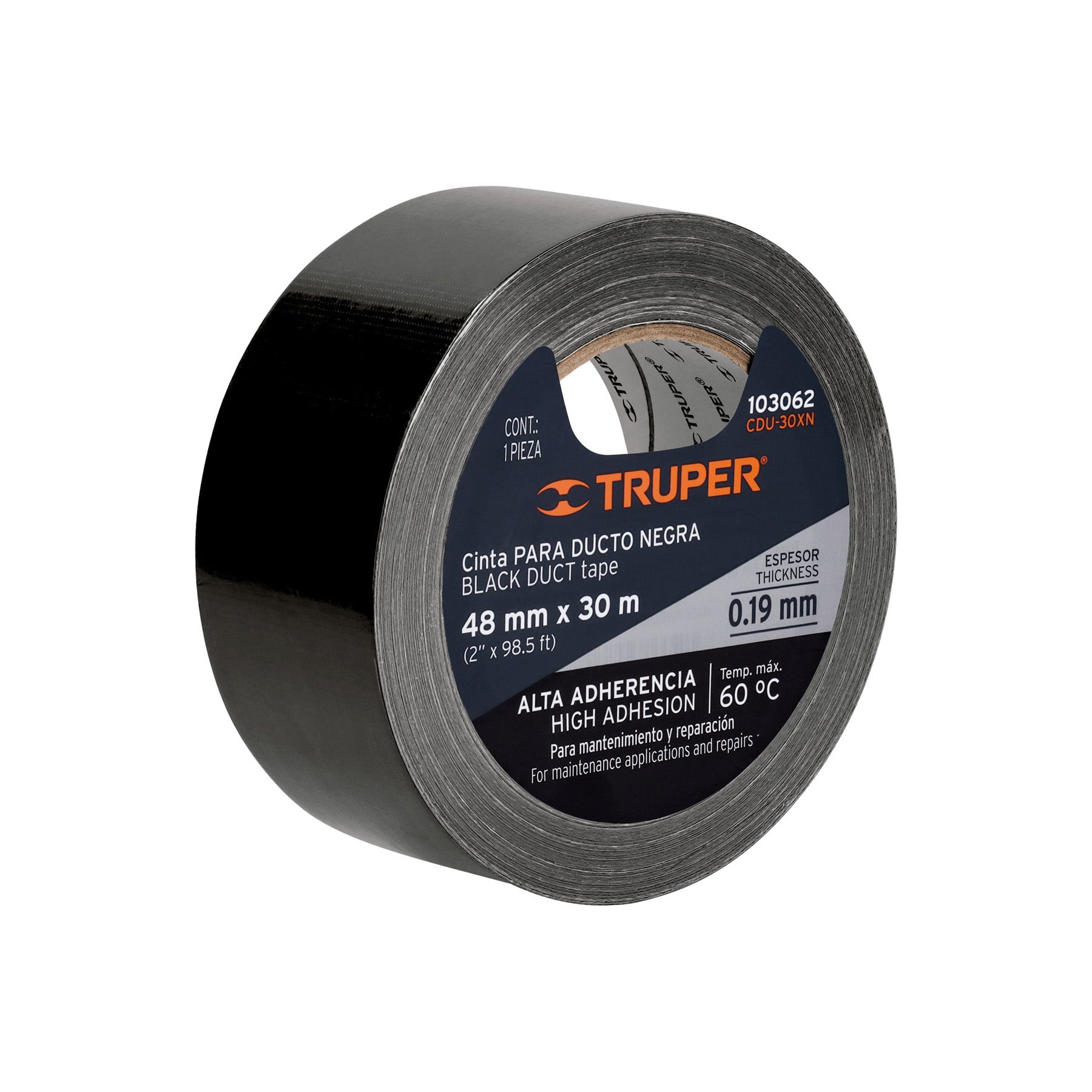CINTA P/DUCTOS TRUPER NEGRA ADHESIVO TERMOFUSIBLE (PQTE 4 ROLLOS) #CDU-30XN (103062)