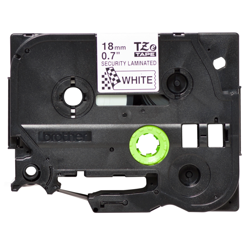 Cinta laminada de seguridad fondo blanco 18mm