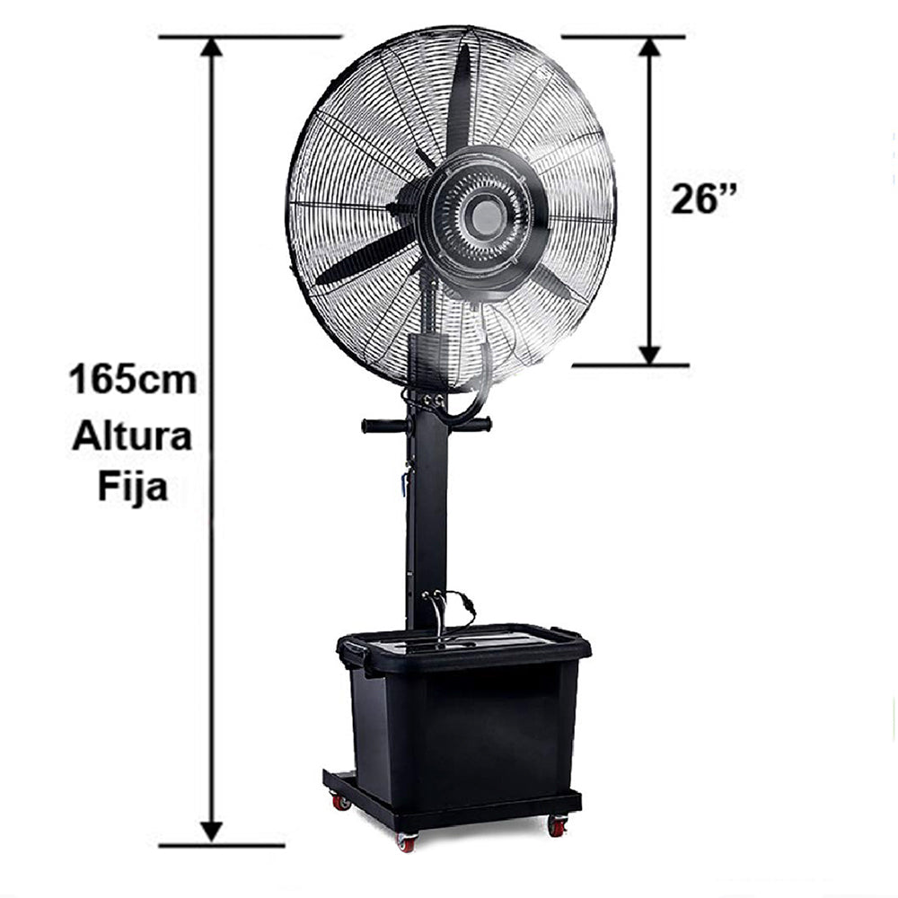 VENTILADOR INDUSTRIAL DE PEDESTAL CON NEBULIZADOR 26 PULGADAS