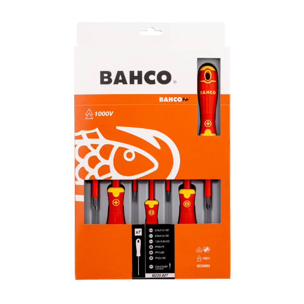 Pack de Destornilladores 7 Pcs 1000V Con probador de tensión BAHCO