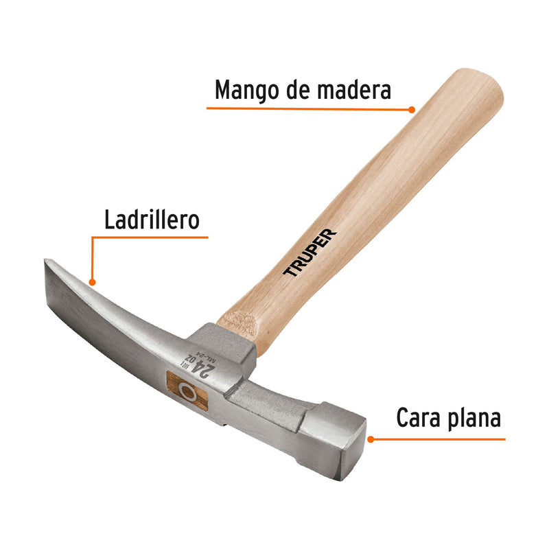 MARTILLO LADRILLERO TRUPER M/MADERA HICKORY 24 OZ.# ML-24 (16861)