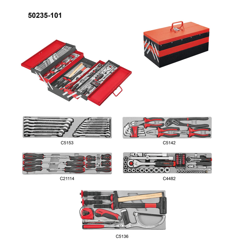 Caja de 4 bandejas 101 herramientas (50235-101) - FORCE