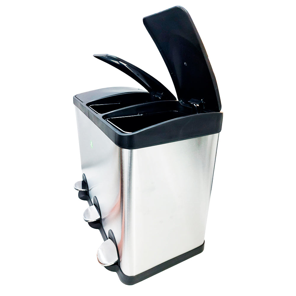BASURERO ACERO INOXIDABLE TRIPLE 15 LTS X3 SOIN