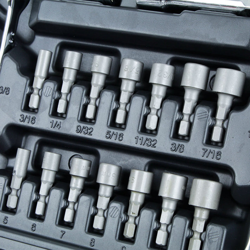 JUEGO DADOS COMBINADOS 1/4 3/8 145 PIEZAS